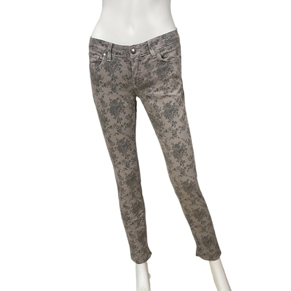Paige Peg Skinny Brown Floral Jeans - Picture 1 of 9